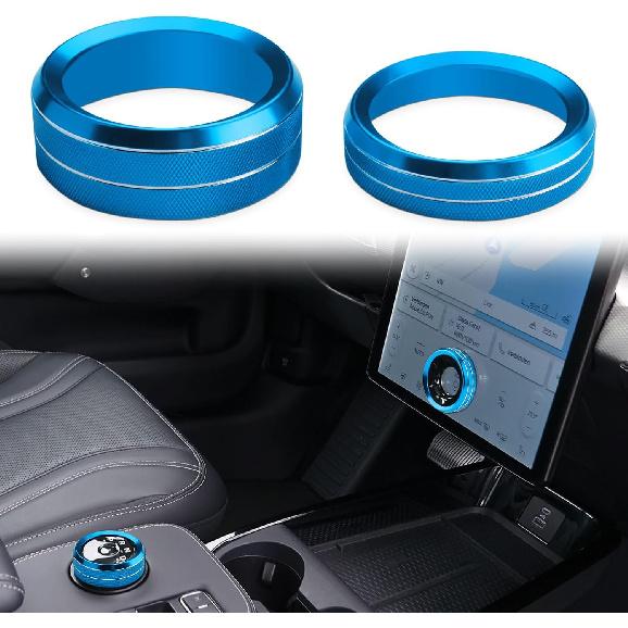 Auovo Volume Control Knob Cover Compatible with Ford Mustang Mach E Accessories 2024 2023 2022 2021 Mach-E Gear Shift Switch Knob Cover Ring Aluminum