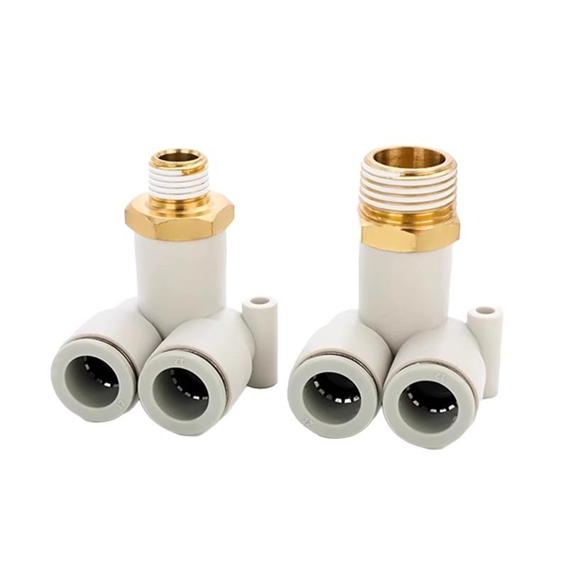 KB2LU Male Thread Three-Way Double Tube Elbow Pneumatic Connector (KQ2LU04-01S/06-02/08-03/10-04)