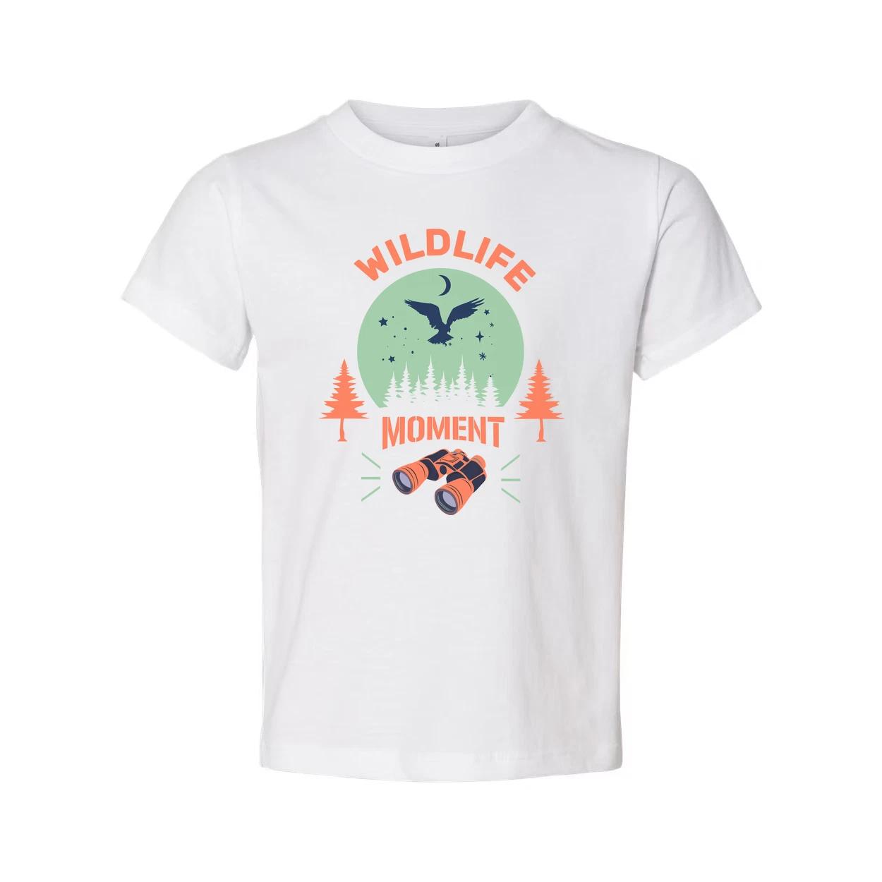 

Wildlife Moment Graphic T Shirt With Bird In Flight Over Pine Forest And Binocul M