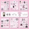 100 Sheets/set Black Pink Retro Japanese Stickers Cute Cartoon Aesthetic DIY Decals for Phone Laptop  Vintage Scrapbook Supplies