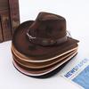 Western Cowboy Hat Wool Jazz Top Hat Ethnic Style Versatile Bullhead Hat Strap