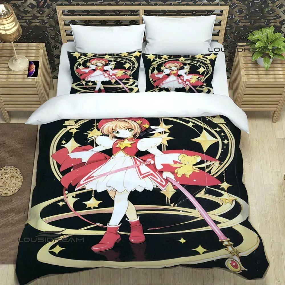 Card Captor Sakura Print Bedding Sets Exquisite Bed Supplies Set Duvet Cover Bed Comforter Set Bedding Set Luxury Birthday Gift