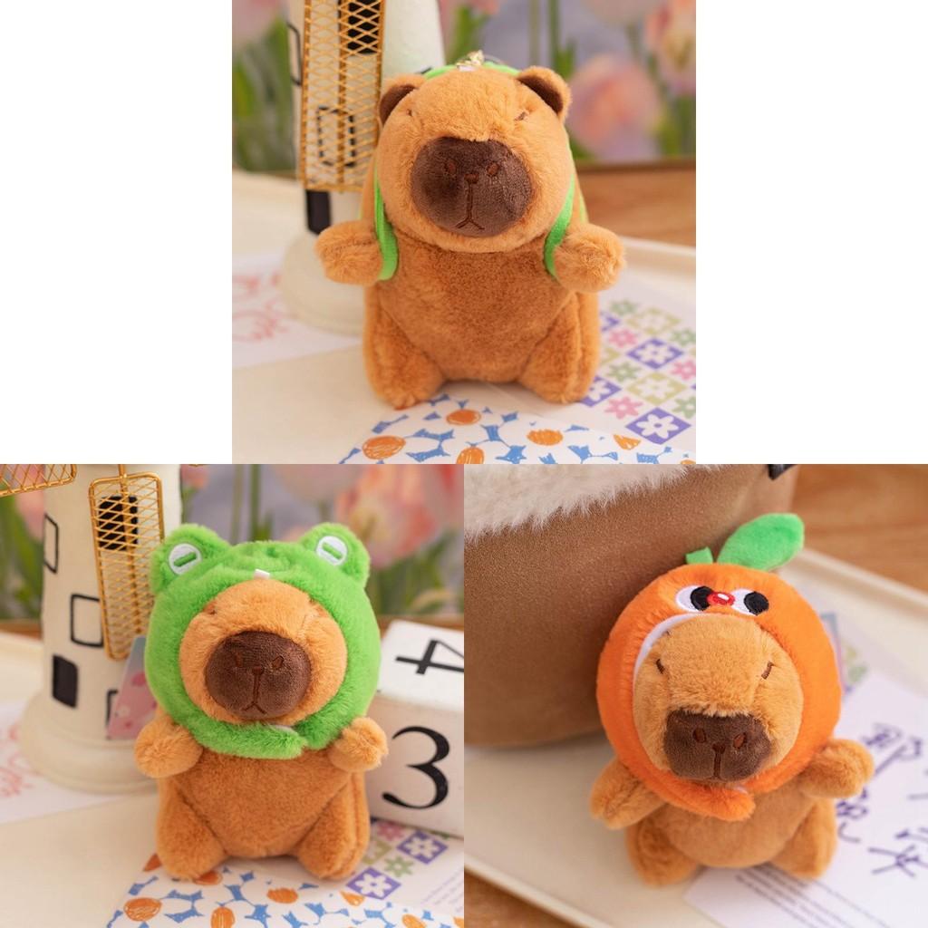 Capybara Plush Keychain Hat Cute Cartoon Backpack Toy Decoration 12cm Accessory