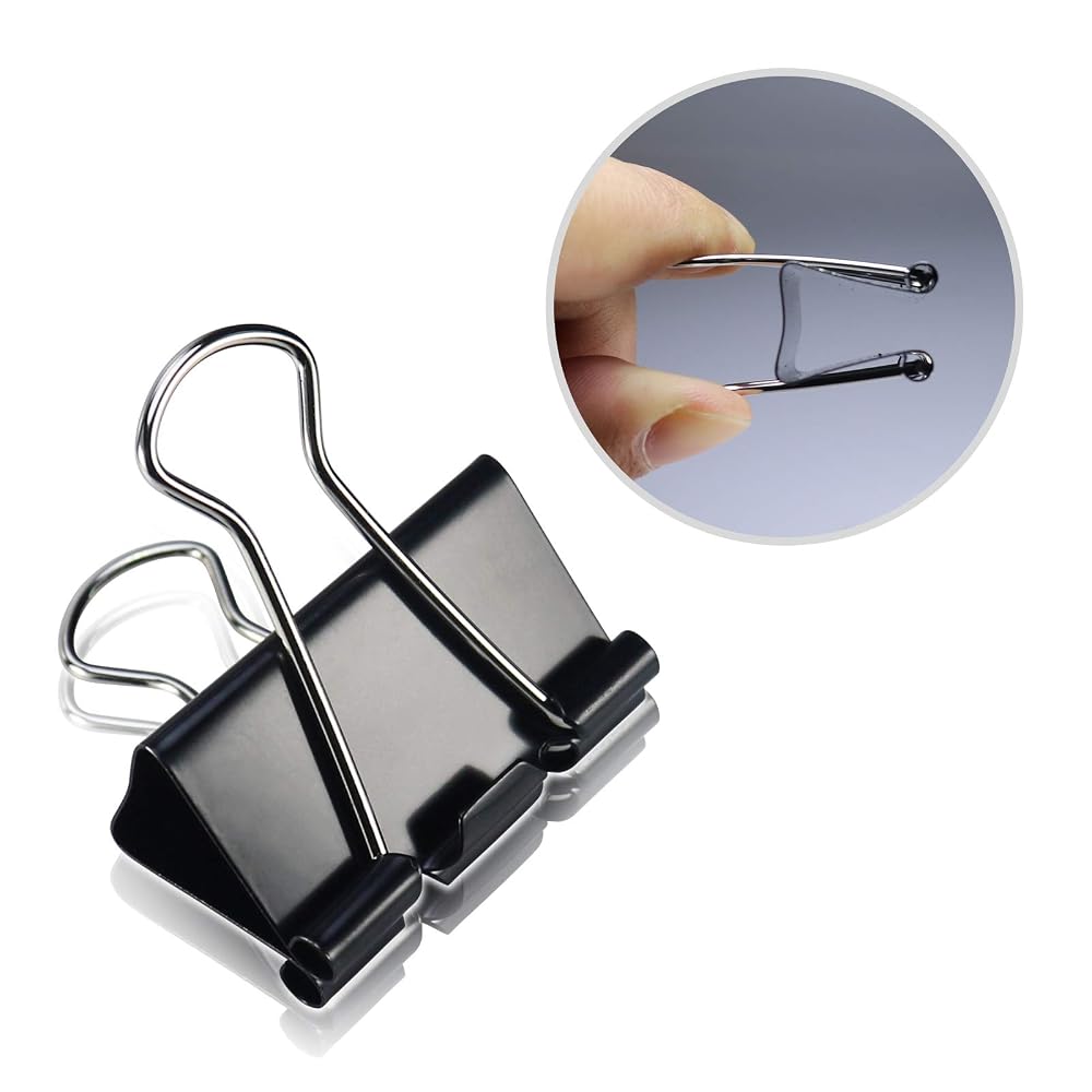 lingzaling Double Clips Set 15mm 19mm 25mm 32mm Metal Black 60 Pcs