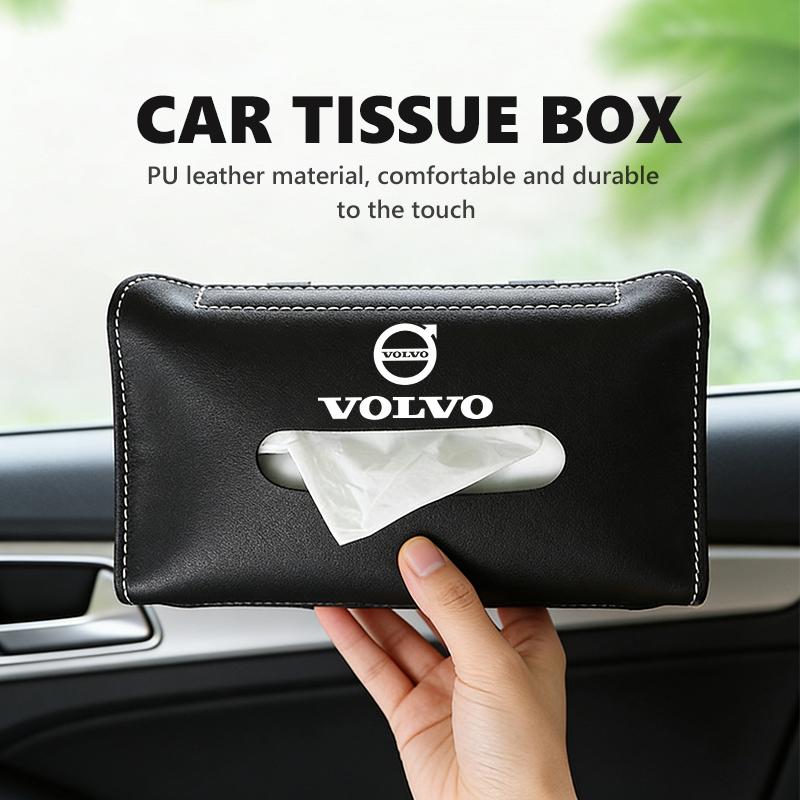 Cjtsp5 Car Sun Visor Leather Tissue Box Storage Tissue Bag Accessories For Volvo V60 V90 S60 S80 S90 C30 XC40 XC60 XC70 XC90 V40