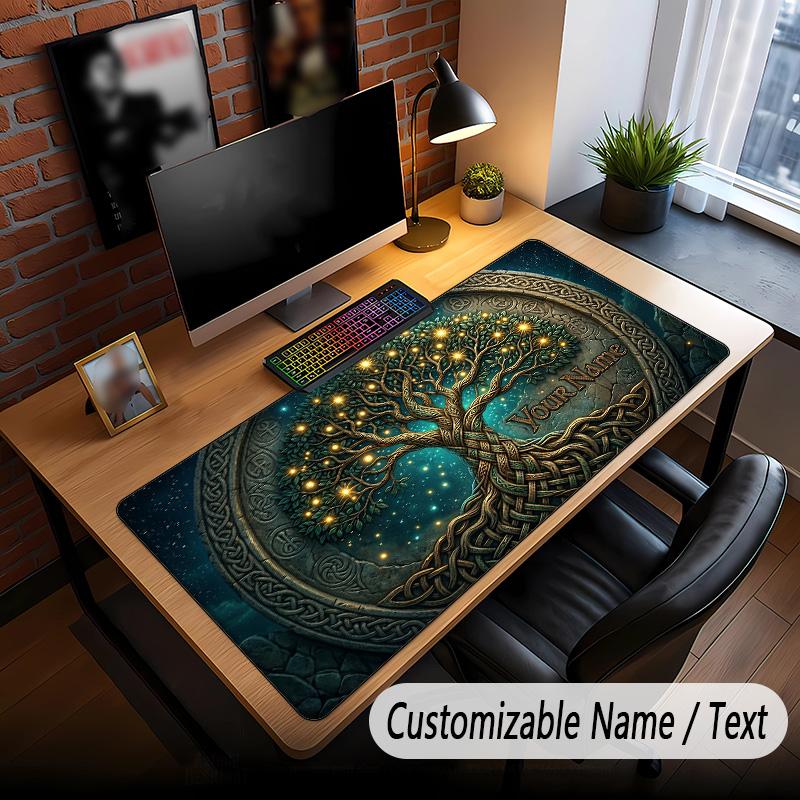 Tree of Life Theme Custom Mouse Pad Personalized With Name Text Customized Desk Mat For Office Home Decor