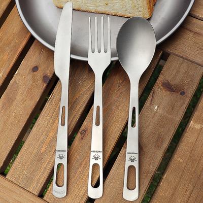 Camping Knife Fork Spoon Set Ti Tableware Reusable Outdoor Flatware for Backpacking Camping