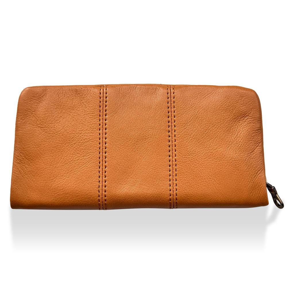 Lee Loose II Holds Electronic and with Cowhide Camel Wallet, Zipper-Around Design, Coins, Cards, Money, Bills, Pocket-Stitched Leather, 320-2114,