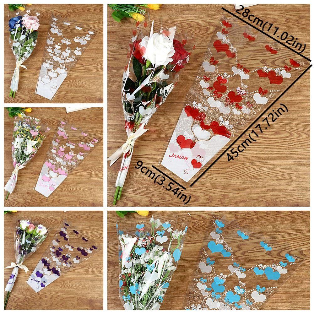100 Pieces Transparent Plastic Flower Packaging Bags Flower Arrangement Bags  Mother's Day
