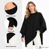 Poncho Oversize da Donna Maglione a Maglia Girocollo Maniche a Pipistrello Ampio Tinta Unita Pullover Autunno Inverno Maglione