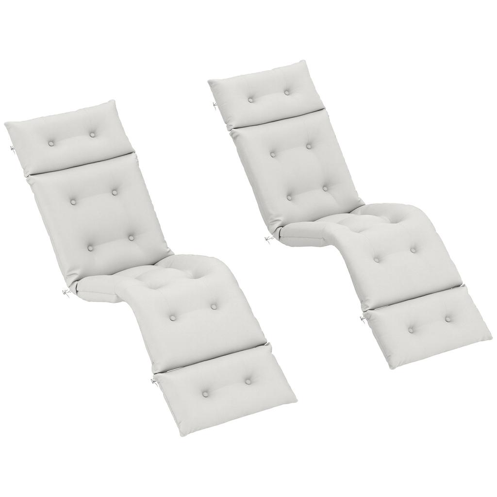 Set of Two 190 X 56cm Sun Lounger Cushions - Light Grey