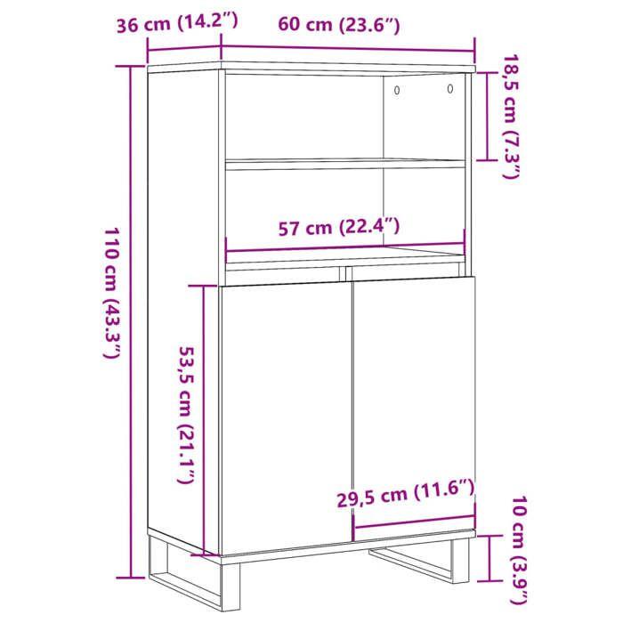 VidaXL Highboard Artisan Oak 60x36x110 Cm Engineered Wood 857461
