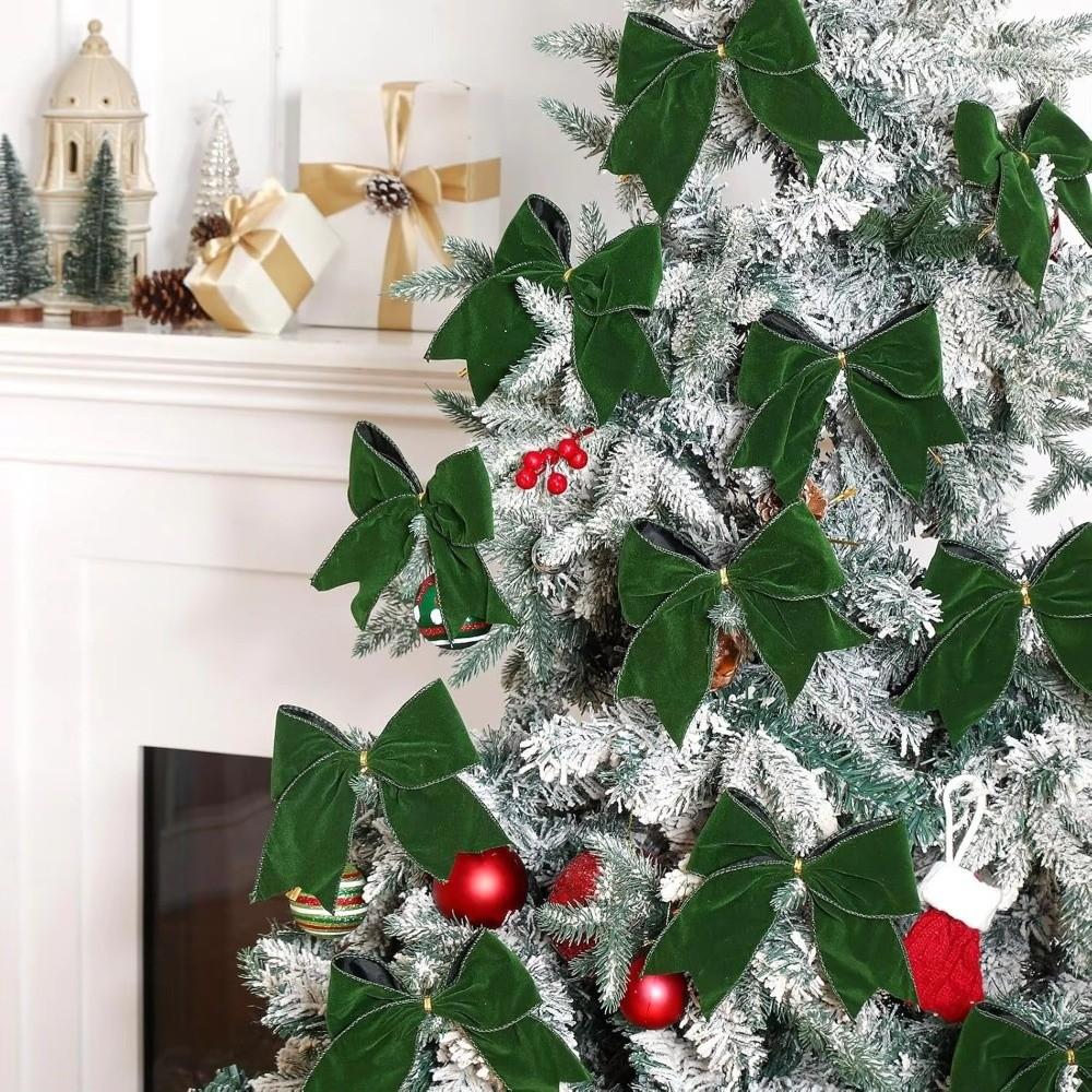 4 Stück Neue Schleife Weihnachtsbaumband Kreatives DIY Kranzband Dekor Samt Weihnachtsbaumschleife Partydeko