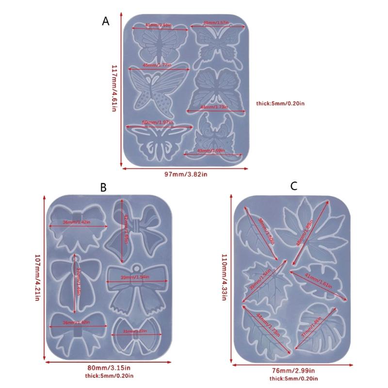 Butterfly Leaves Bow Silicone Mold Decorative Pendant Mold Handmade Epoxy Silicone Mold Epoxy Resin Molds Making Crafts