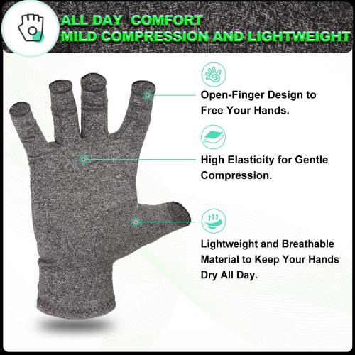 LetsLife Unisex Compression Gloves, Comfortable Fit, Fingerless Design, Breathable Quick-Drying Fabric, Fatigue Relief and Joint Support