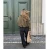 Women's Faux Suede Bomber Jacket, Batwing Sleeve Zip Up Coat, Loose Fit Lapel Casual Cropped Outerwear, Trendy Soft Textured Ladies Daily Wear Top