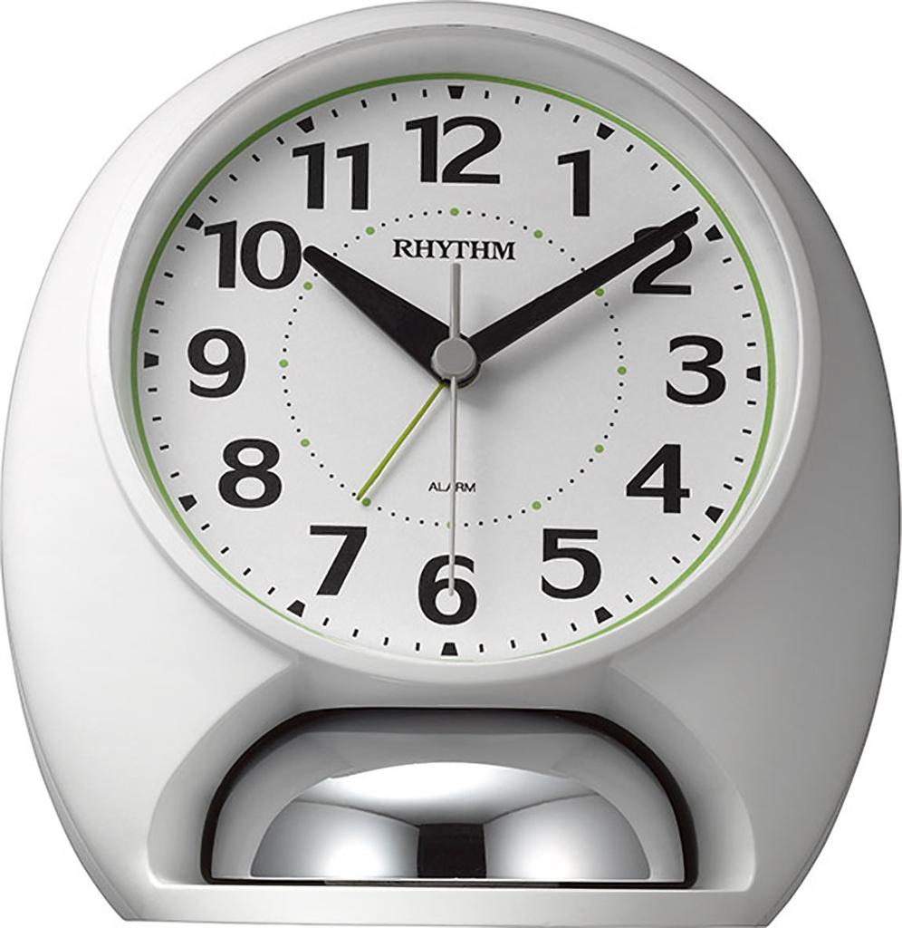 RHYTHM Tough Butler Loud Analog Alarm Clock with Bell White Sound, (RHYTHM 4RA480SR03)