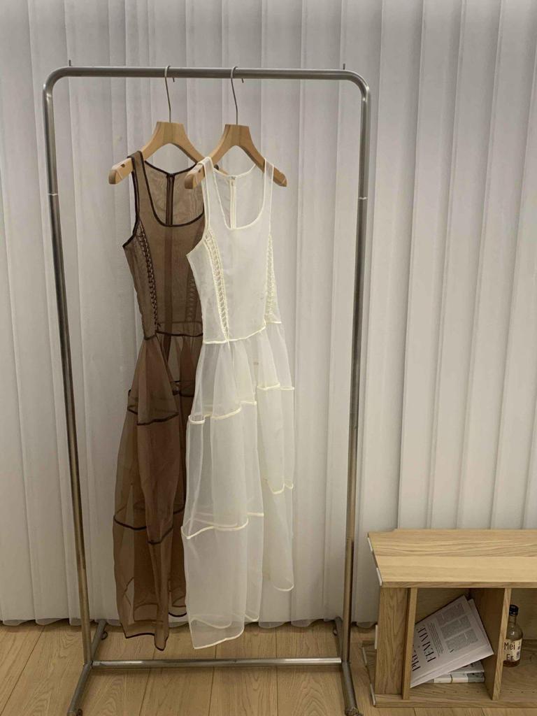 Zarif Nokta Dantel Organze Uzun Etek - İlkbahar ve Sonbahar İçin Kore Stili