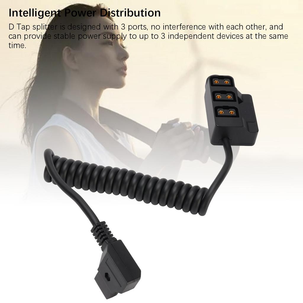 D Tap Splitter Cable with LED Digital Display B Type 3 Port D Tap Splitter Hub Power Cable for V Mount Camera Battery