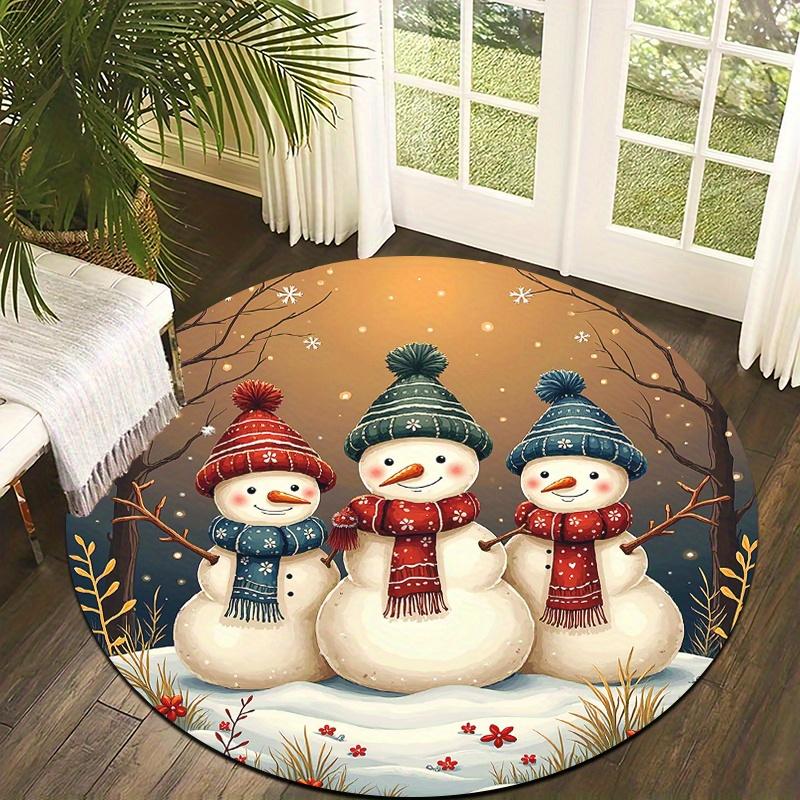 Nordic Knit Reindeer Snowflake Layer Circle Print Round doormat Red Green Xmas Farmhouse Entry Mat