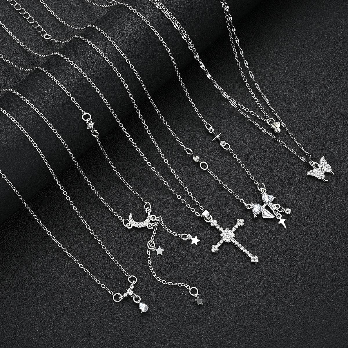 

5pcs Elegant Necklace Set For Women Sparkling Zircon Fashion Butterfly Heart Cross Bow Pendant Necklaces Party Jewelry Gift 2026