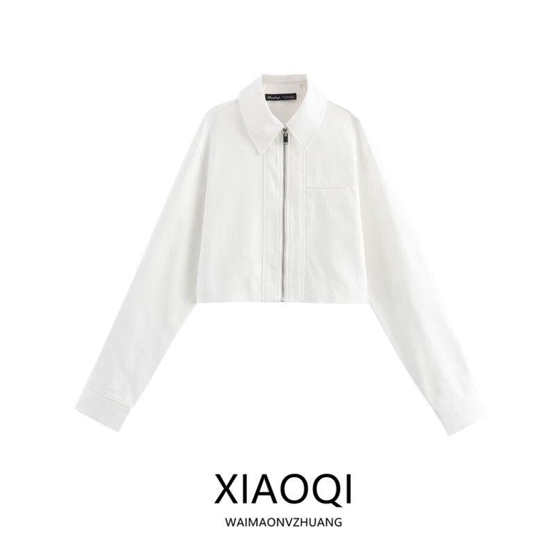 Fashion Style 2024 Autumn New Women's Clothing Easiest for Match Cotton Plaid White Long Sleeves Turn-down Collar Coat 4391725