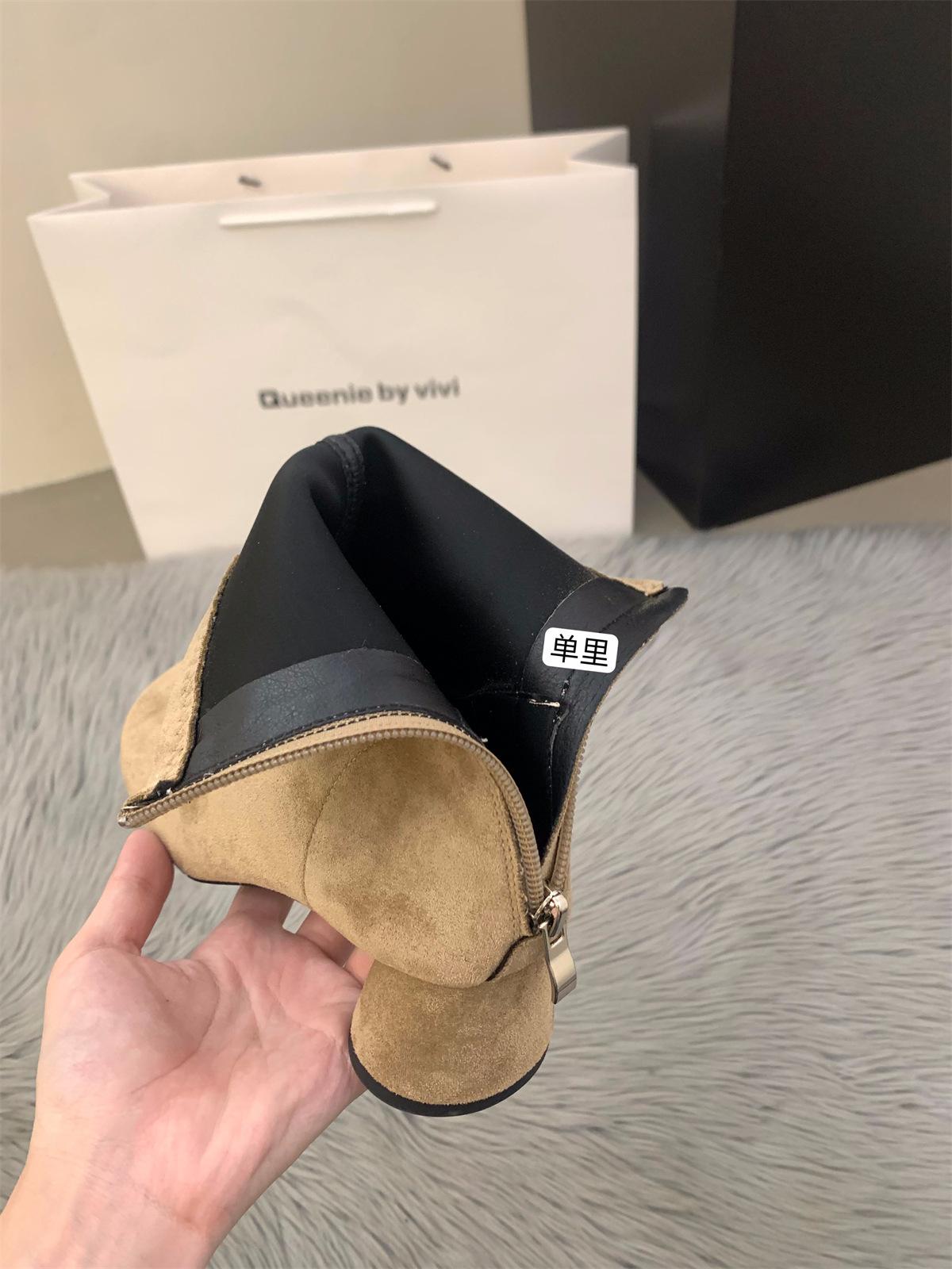 

High Heel Retro Suede Skinny Short Boots Women s Shoes 2025 New Autumn and Winter Brown Martin Boots French Small Ankle Boots 39