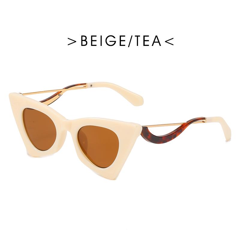 Angular Cat's Eye Sunglasses Trendy Cat Eye Sunglasses Female Personality Curved Mirror Legs Fashion Model Sunglasses