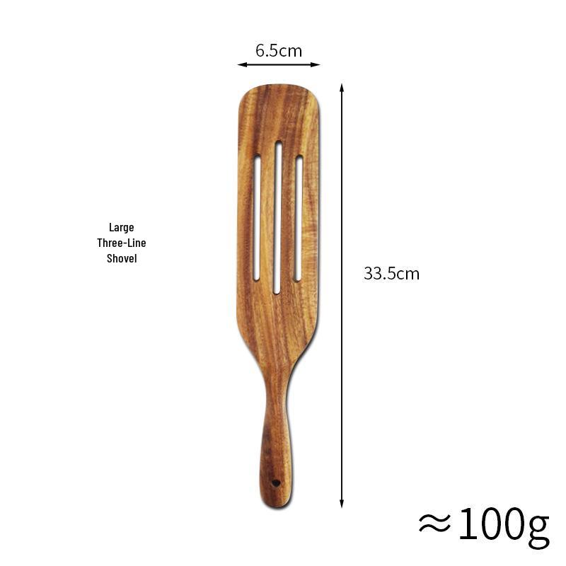 Acacia Wood Kitchen Utensil Set: 5-Piece Long Handle Spatula, Scraper, Whisk, Cooking Spoon, Teak Wood