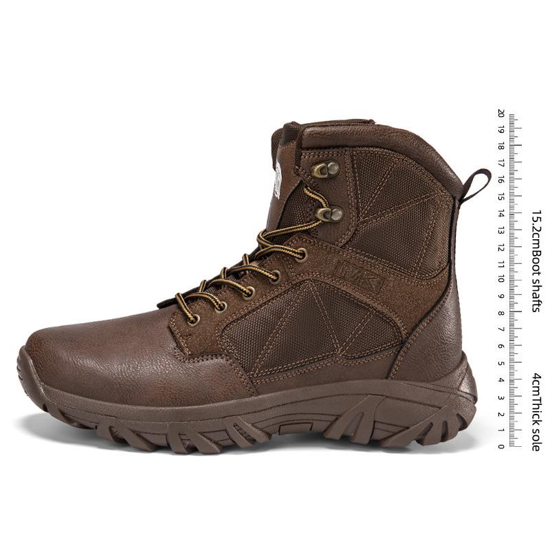 Leather Martin Boots Winter Autumn Winter Outdoor High Top Combat Boots Black Mountaineering Camping Plus Size Men's Boots