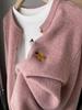 Women's Slimming Cashmere Cardigan: Embroidery, Metal Buckle, Soft Knit Sweater