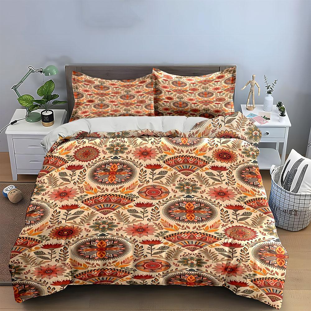 Floral Medallions and Leaves. Bedding Sets Duvet Cover Sets Duvet Covers Pillowcases(1* Duvet Cover 2* Pillowcases Without Duvet Insert)