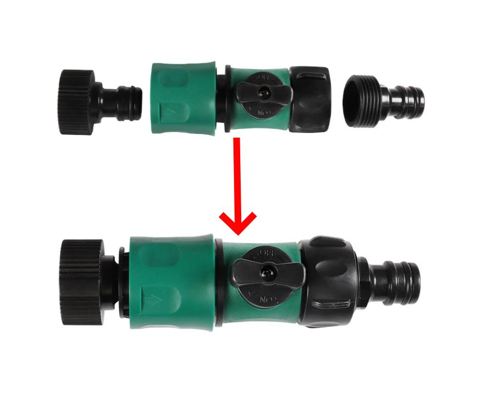 1 Set One-Way-Four-Valve Water Splitter 16mm Nipple Quick Switch Valve Garden Lawn Irrigation Car Washing Multiple-Use Connector
