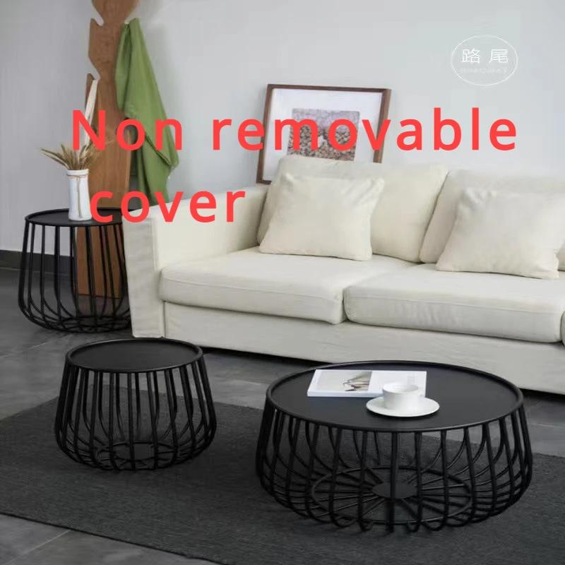 Masă de cafea nordică din fier, simplă, modernă, rotundă, combinată, masă de cafea mică, stil industrial, masă laterală creativă