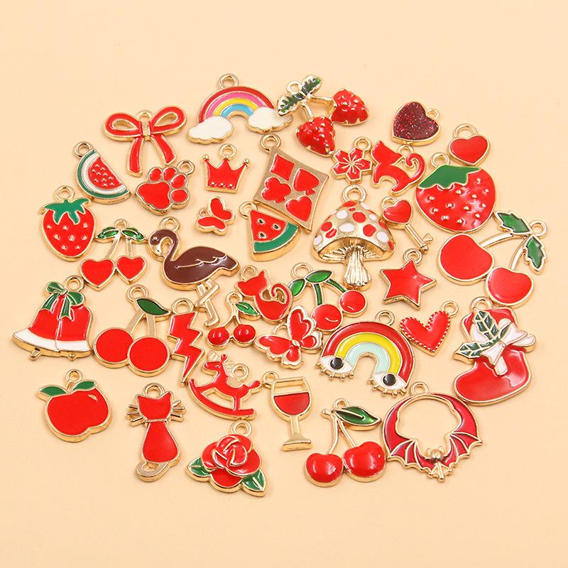 Mixed Eight-Color Enamel Alloy Charms for DIY Jewelry: Bracelet, Necklace, and Keychain Accessories (10/20/50 Pieces)