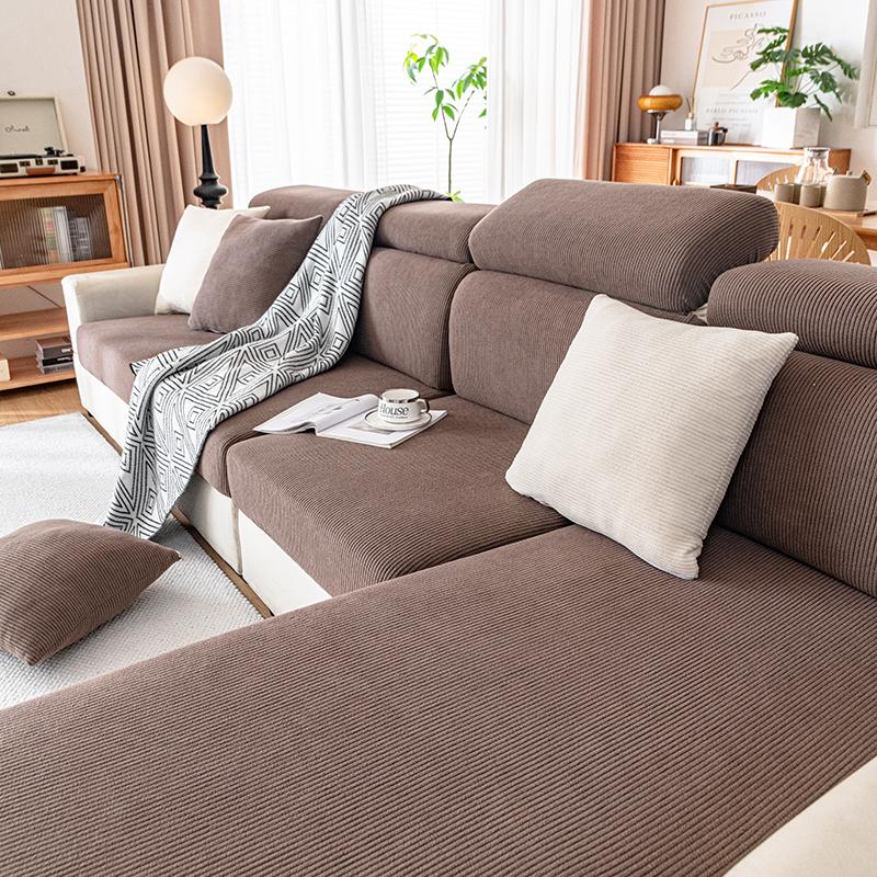 

Jacquard Sofa Slipcover Ribbed Pattern Seat Cushion Cover Elastic Furniture Protector Sofa Covers For Living Room Bedroom 1Pc Normal Size (S)-1pc