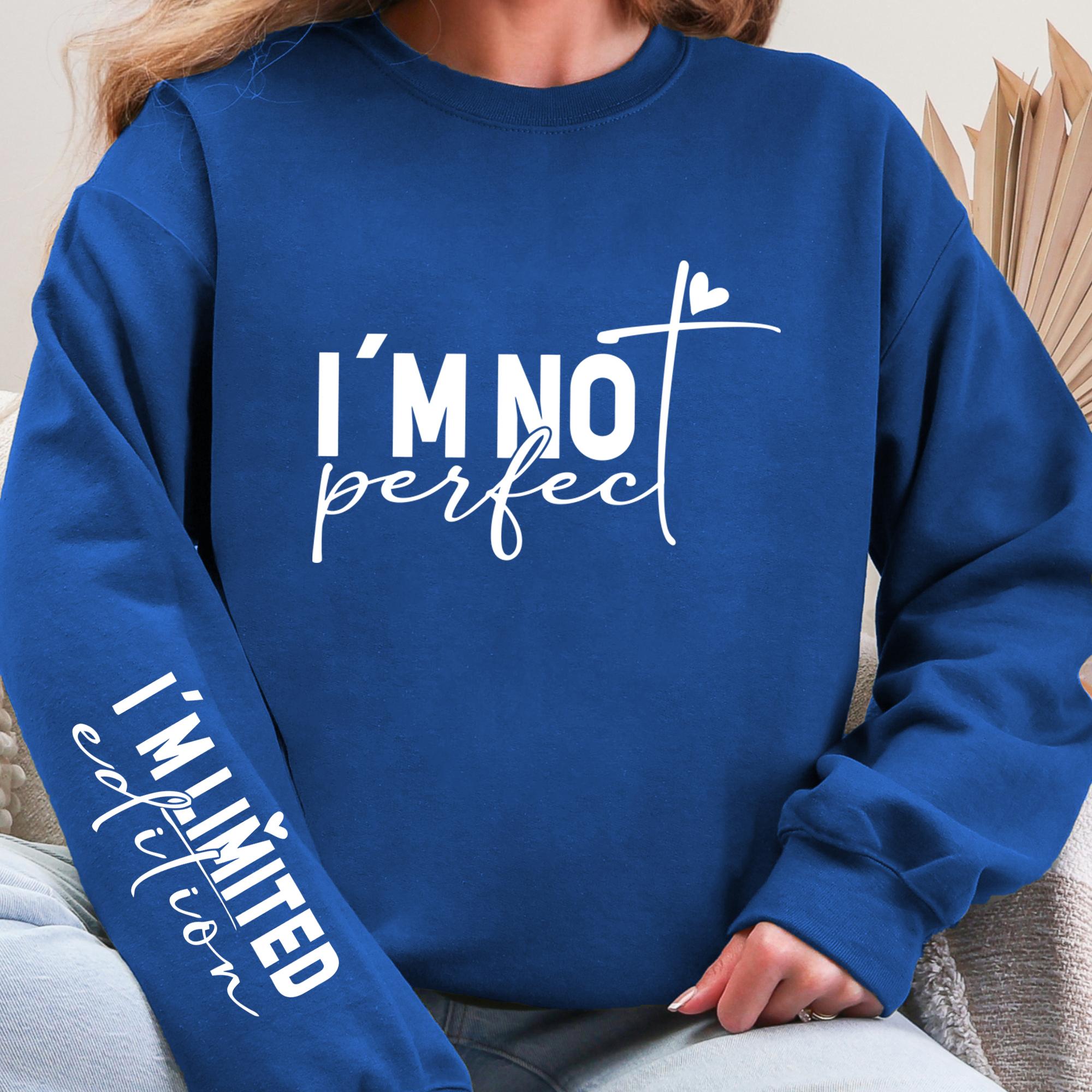 

Я НЕ ИДЕАЛЬНА Текстовая печать Уличная одежда Женская Y2K Толстовка с круглым вырезом Осенние пуловеры Утепленные удобные толстовки XL