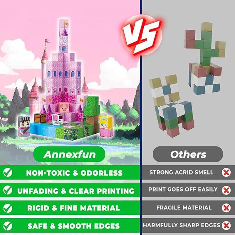 Non-Toxic Magnetic Building Blocks Mine World Magnet Cube Set Stem Montessori Sensory Toy For Kids Children Ages 3+ Diy Model Children