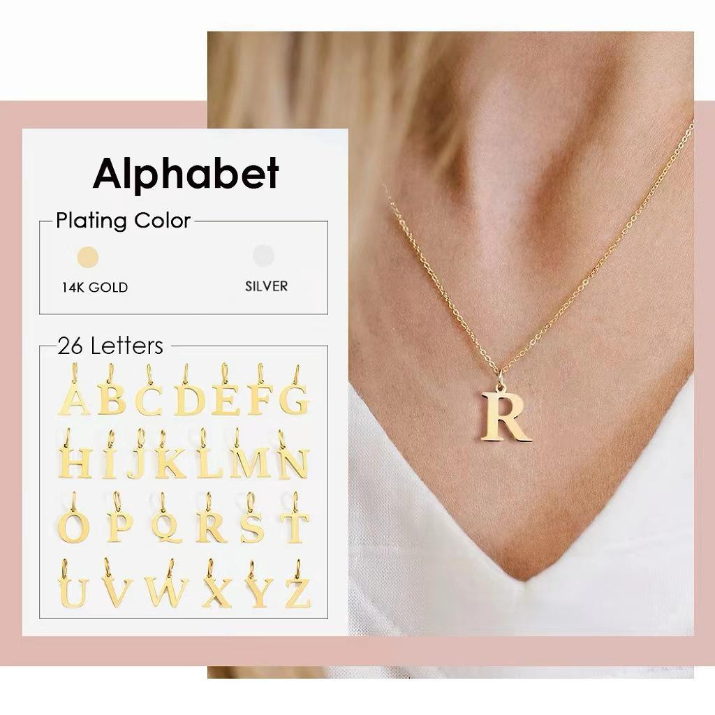 Elegante Collar con Colgante de 26 Letras para Mujer - Diseño Único Cadena para Clavícula de Acero de Titanio