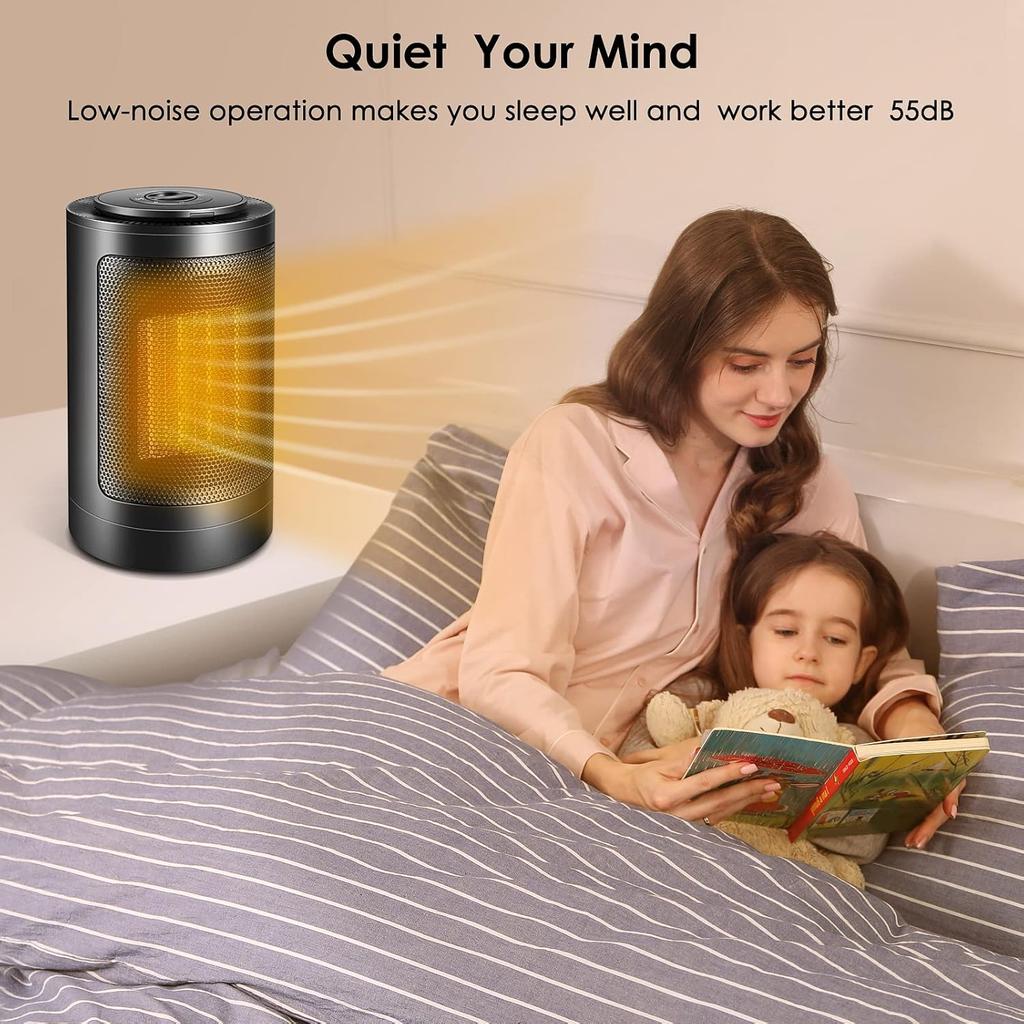Personal Space Heater, Portable 750W-1500W Fast Heating Ceramic Tower Heater with Over-Heat Protection, Small Heaters for Bedroom