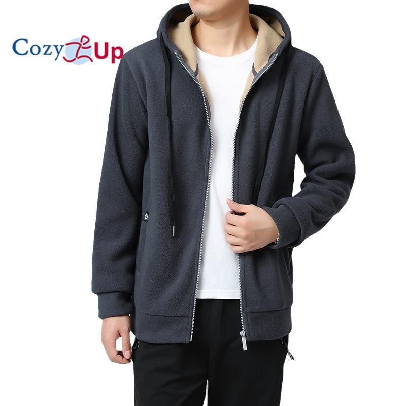 Cozy Up Men's Fleece Hoodie Sherpa Jacket Full Zip Warm Fuzzy Windproof Winter Coats Hooded Outwear