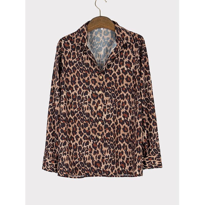 Herrenhemd mit Leopardenmuster, Langarm, lässige Urlaubshemden