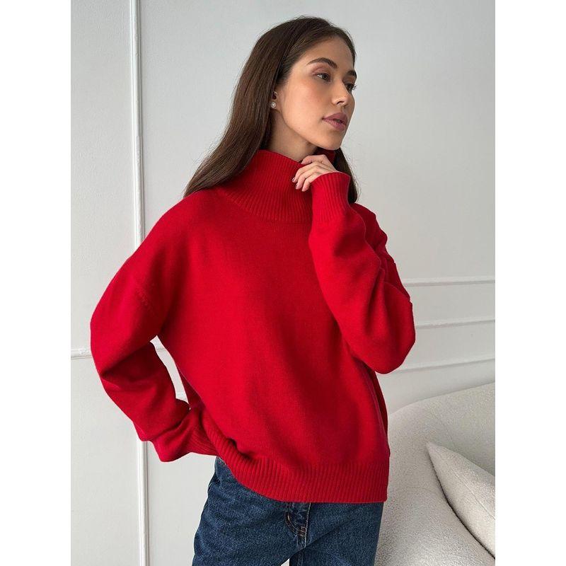 Western Style New Fashion Casual Loose Turtleneck Sweater Top Knitted High Neck Sweater