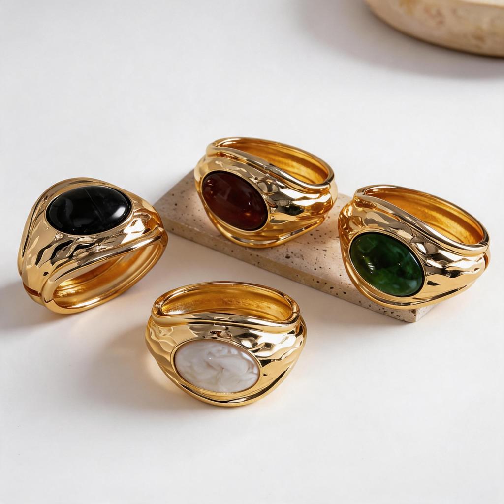 European and American pleated pattern resin oval bracelet retro medium and ancient style bracelet niche design sense jewelry women