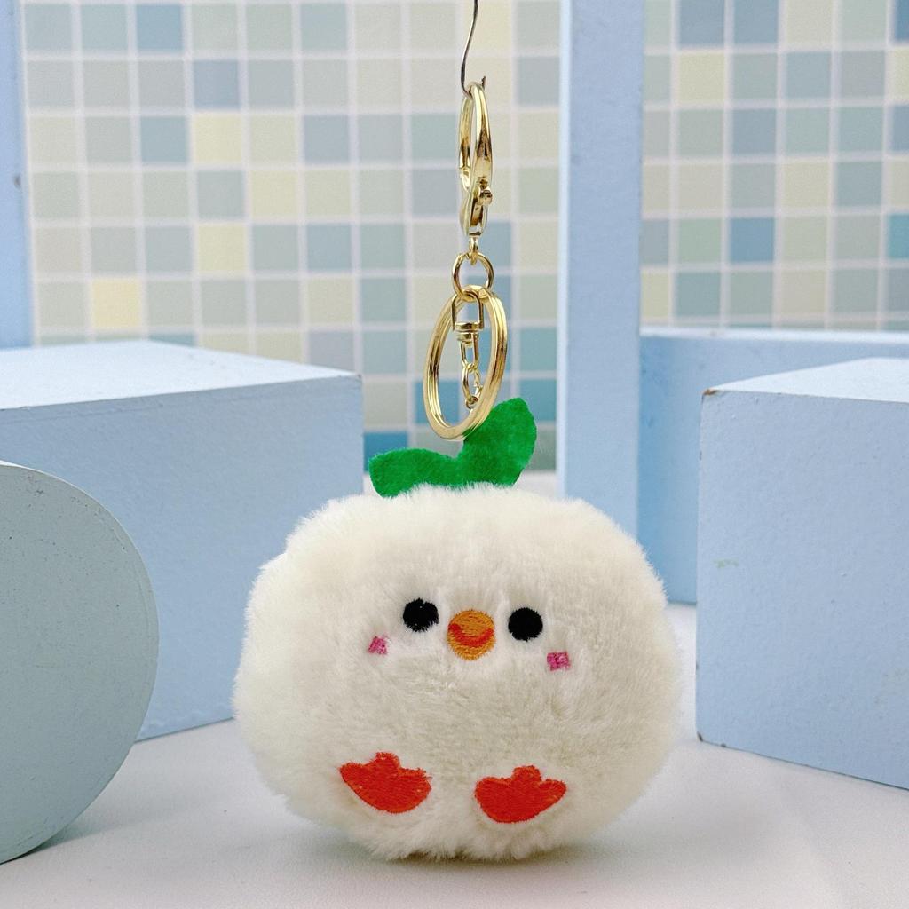 Versatile Plush Green Leaf Chick Keychain: Unisex Charm, Couple Pendant, Backpack Accessory, Chicken Doll, Bouquet Accent.
