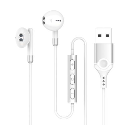 Earphones with Microphone USB Wired Headset Earphones with Microphone for Calls Volume Adjustment HIFI Sound Quality Telework Web Meetings Zoom