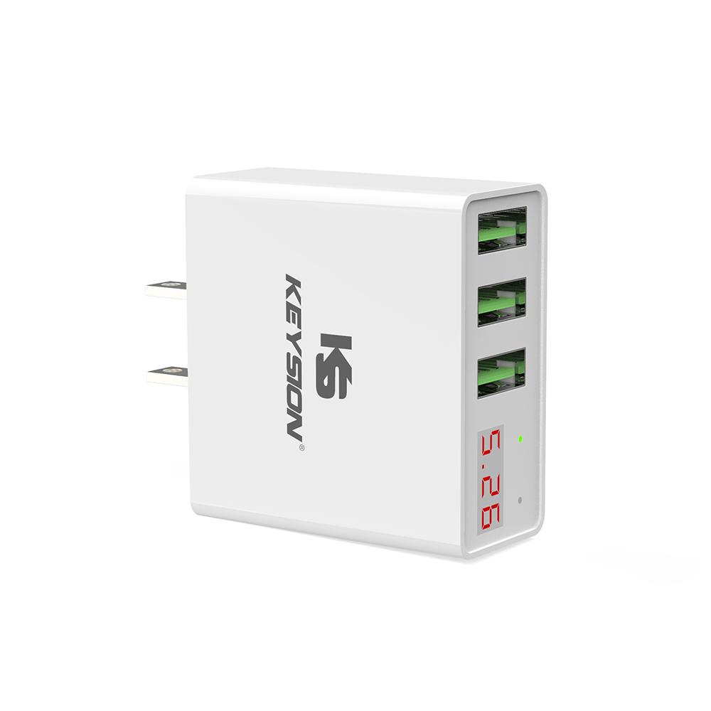 KEYSION LED Digital 3 Ports USB Charger Universal Wall Mobile Phone Charger For iPhone For Samsung