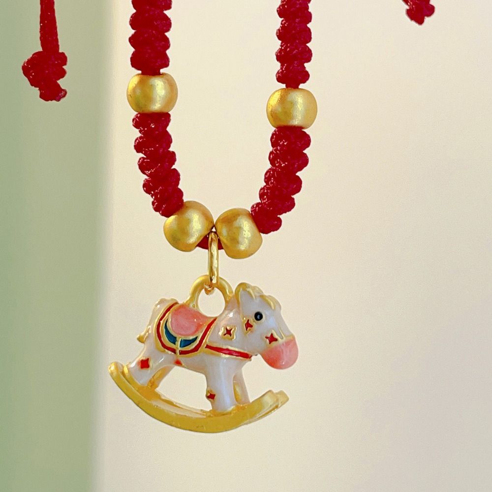 Chinese Style Horse Year Bracelet Fortune Red Rope Weave Bracelet Cute Lucky Pony Red Rope  Couple