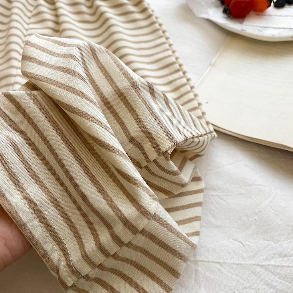 Korean Style Baby Girl Striped Shawl & Wide Leg Pants Set - Breathable, Skin-Friendly, Fashionable