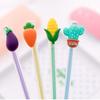 Back to school season 10pcs 0.5mm Creative cute transparent pen holder patch Vegetable shape neutral pen, students universal office signing pen